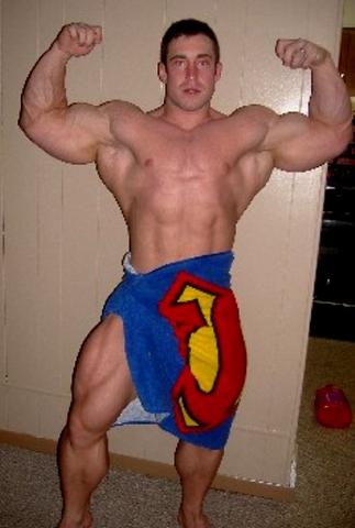 I think that's a Superman towel, but, his body is super hero quality.